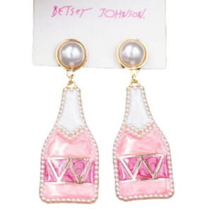 BETSEY JOHNSON CUTE ALLOY WINE /CHAMPAGNE BOTTLE EARRINGS